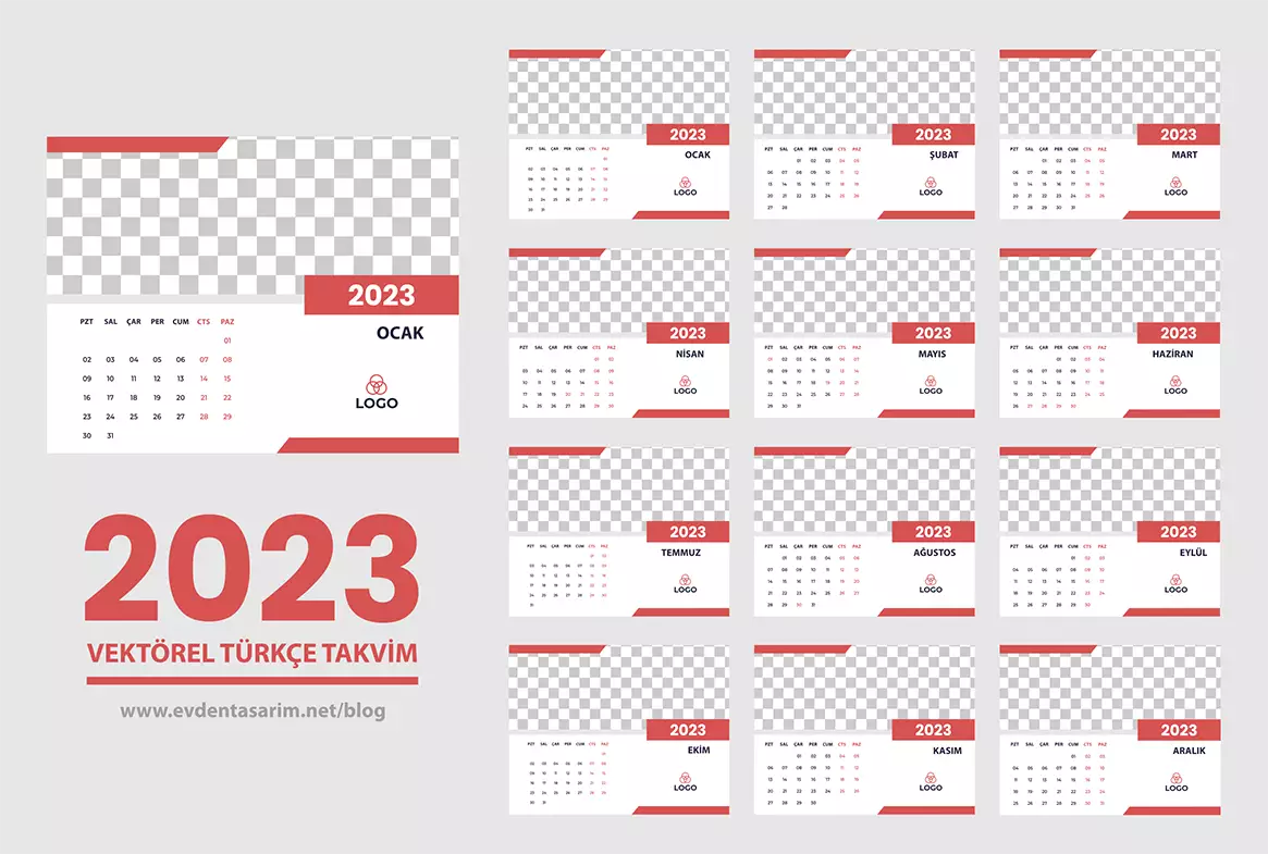 Vektörel Türkçe 2023 Takvimi 1